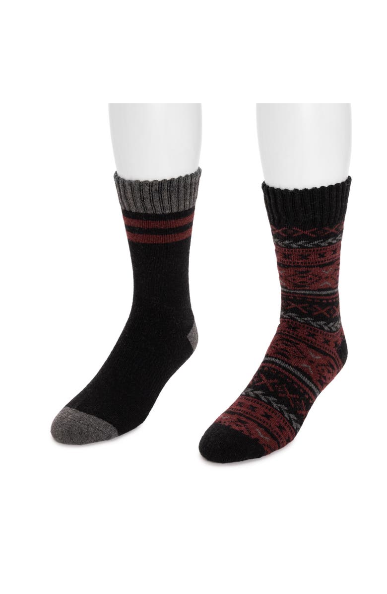 MUK LUKS Wool Blend Socks 2 Pair Pack, Main, color, Radicchio/Ebony