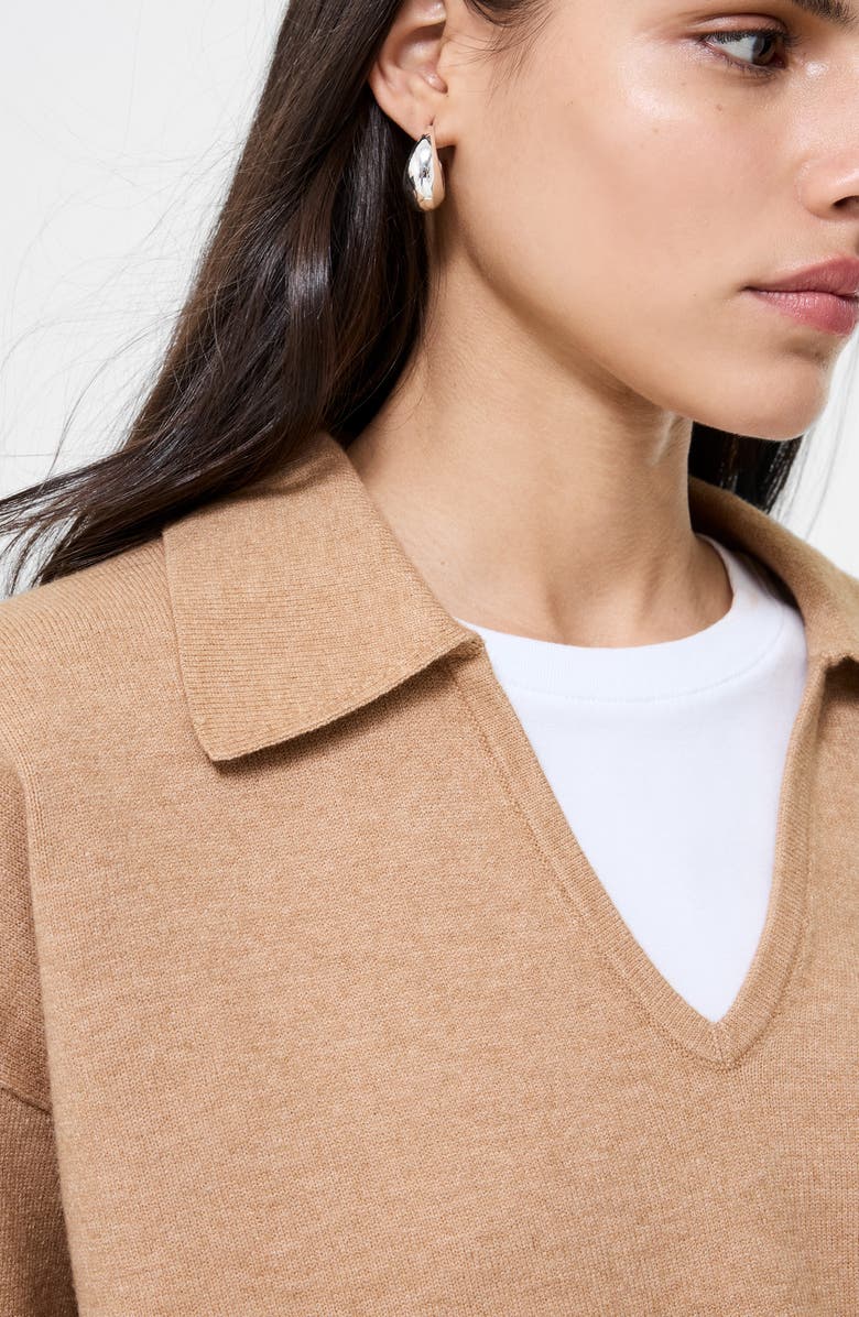 French Connection Sloane Johnny Collar Pullover, Alternate, color, Camel Melange