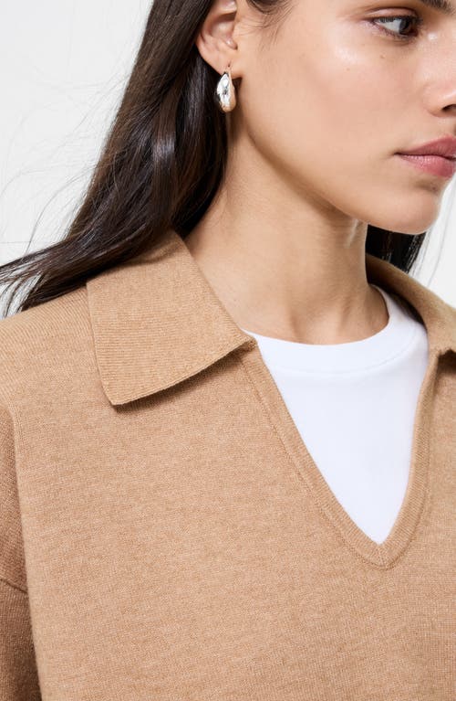 French Connection Sloane Johnny Collar Pullover In Brown