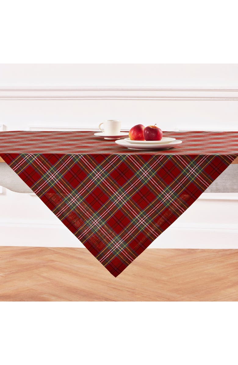 Solino Home Linen Table Throw - Classic Tartan Plaid, 52" x 52", 52" x 52", Main, color, Red