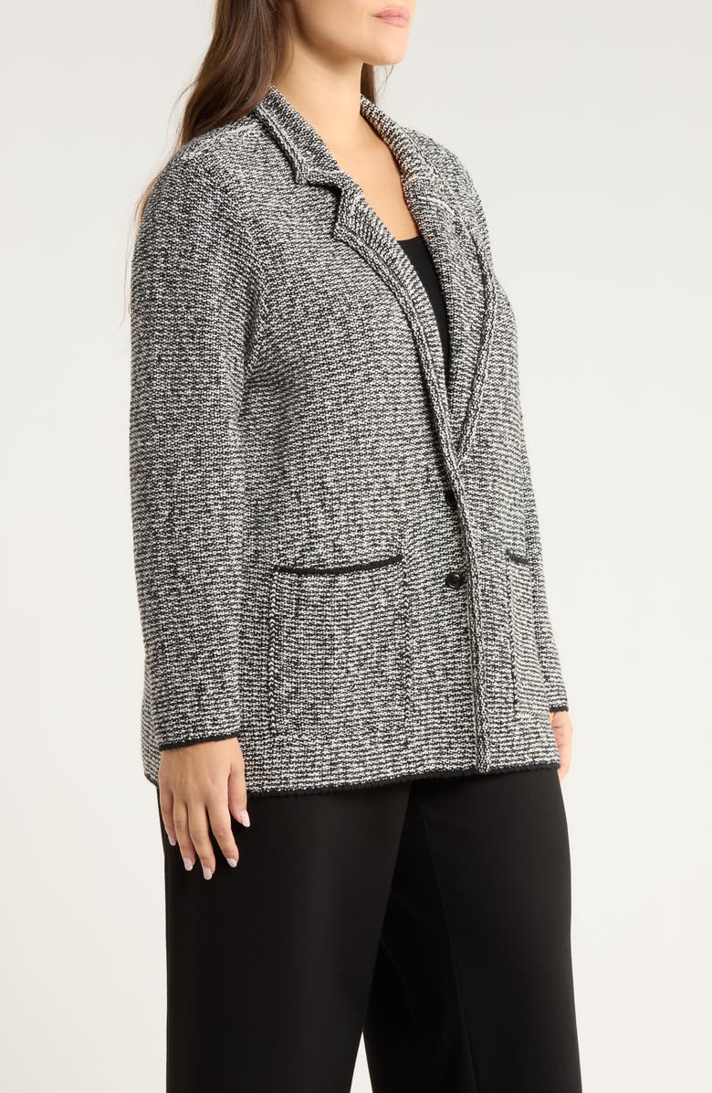 Eileen Fisher Notch Collar Organic Cotton Blend Jacket, Alternate, color, Black/ Soft White