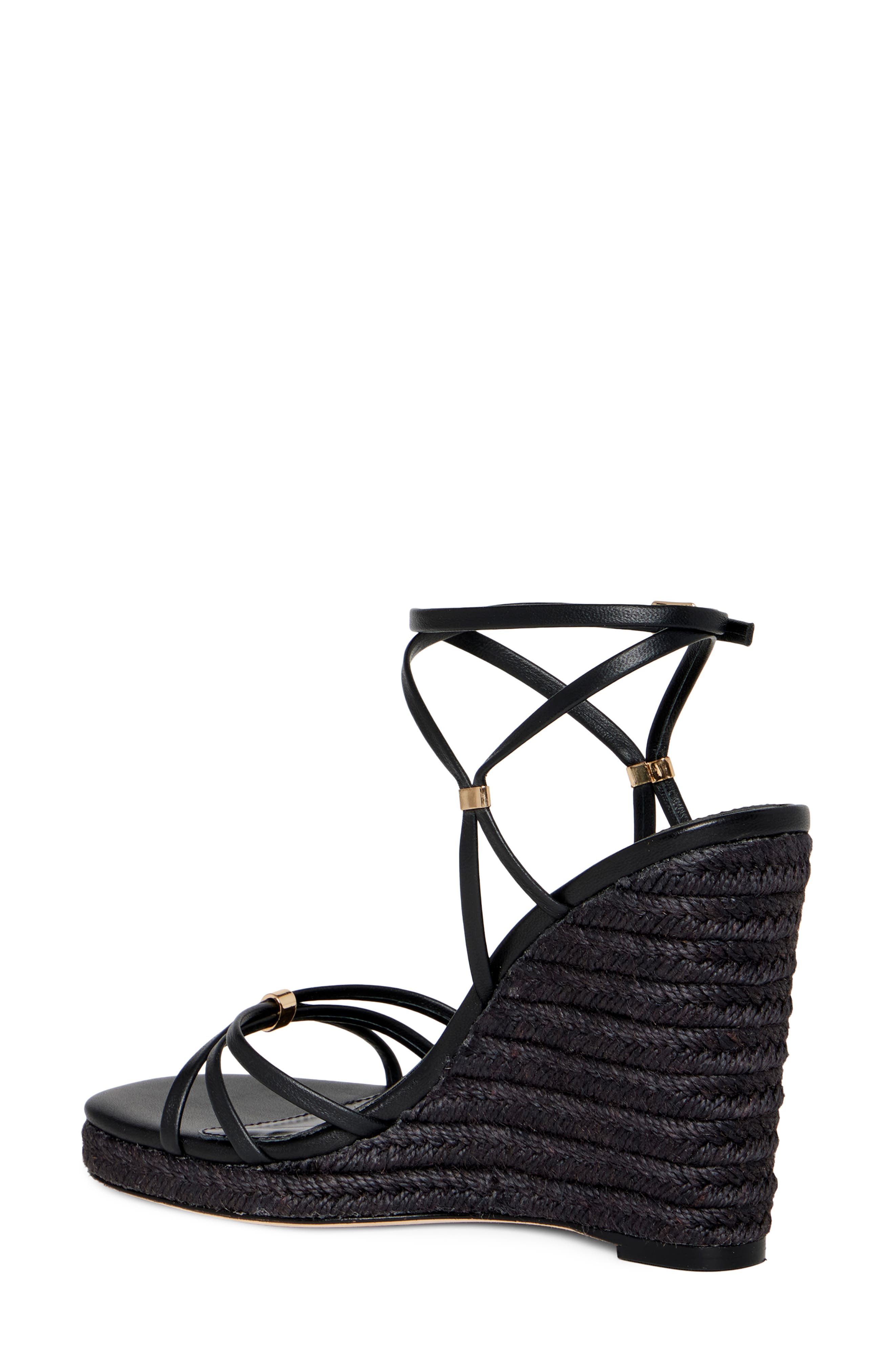 PAIGE Kylen Ankle Strap Wedge Sandal, Alternate, color, Black