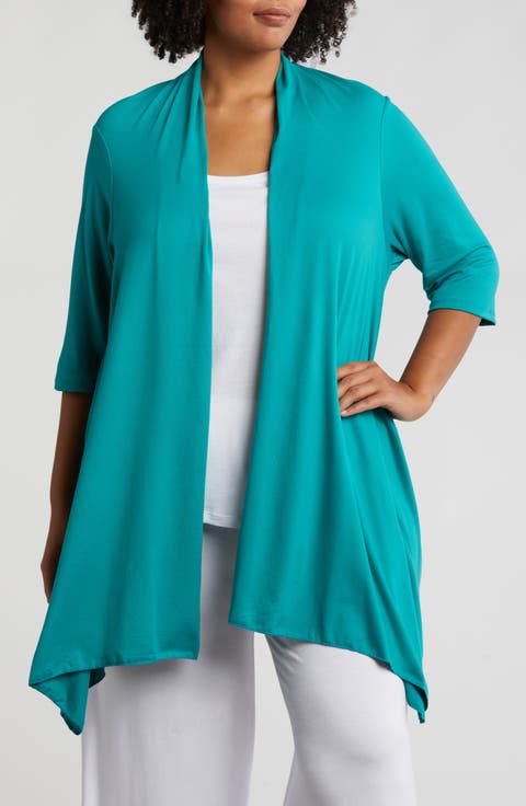 Open Front Long Cardigan (Plus)