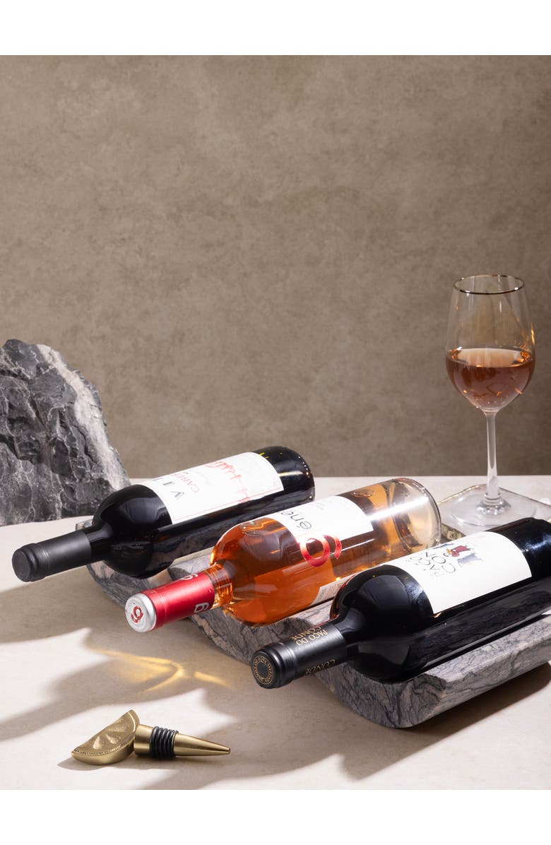 GAURI KOHLI Georgia Onyx Wine Bottle Holder, Alternate, color, Saddle Brown