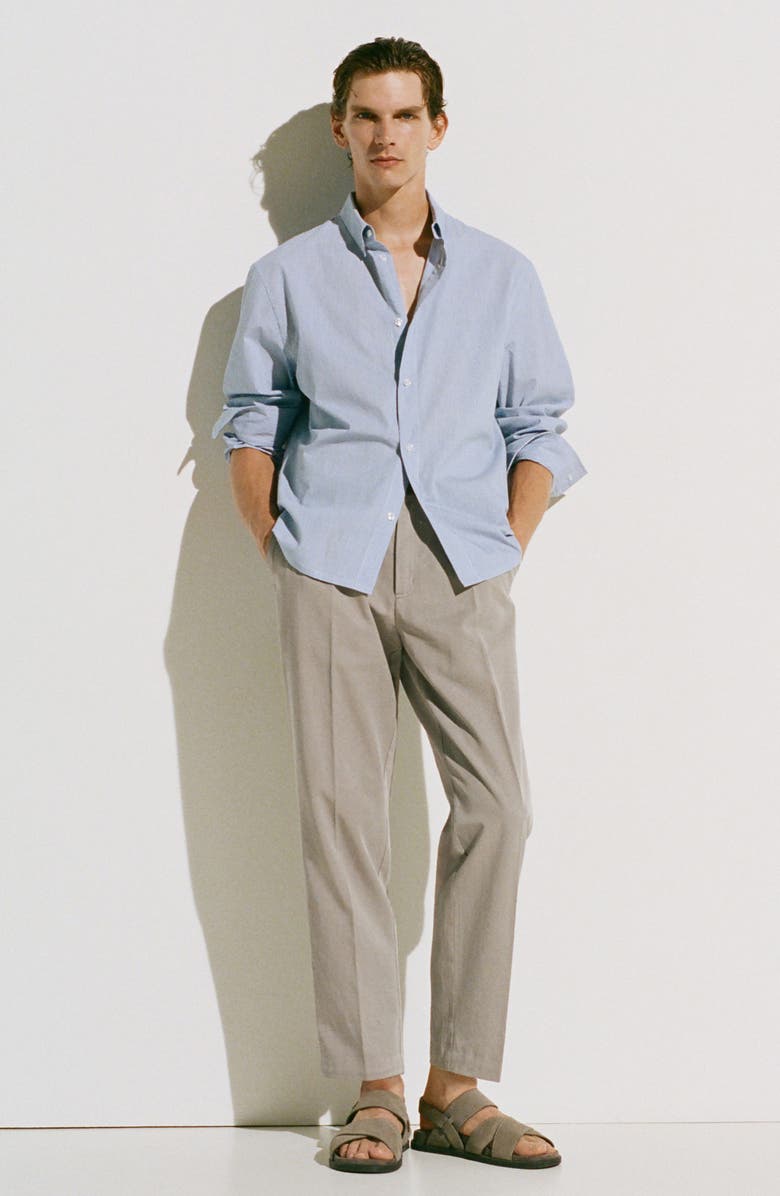 MANGO Cotton Blend Straight Leg Pants, Alternate, color, Light/ Pastel Grey