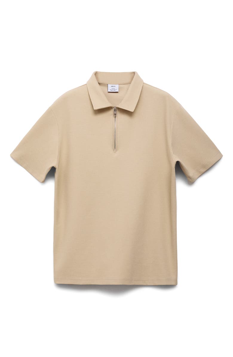MANGO Knit Quarter Zip Polo, Alternate, color, Beige