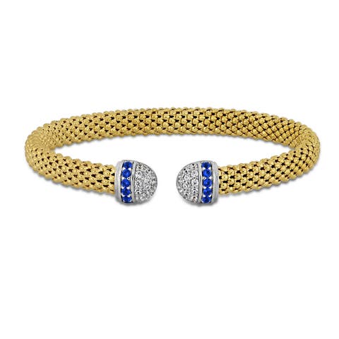 Cubic Zirconia Popcorn Open Bangle Bracelet