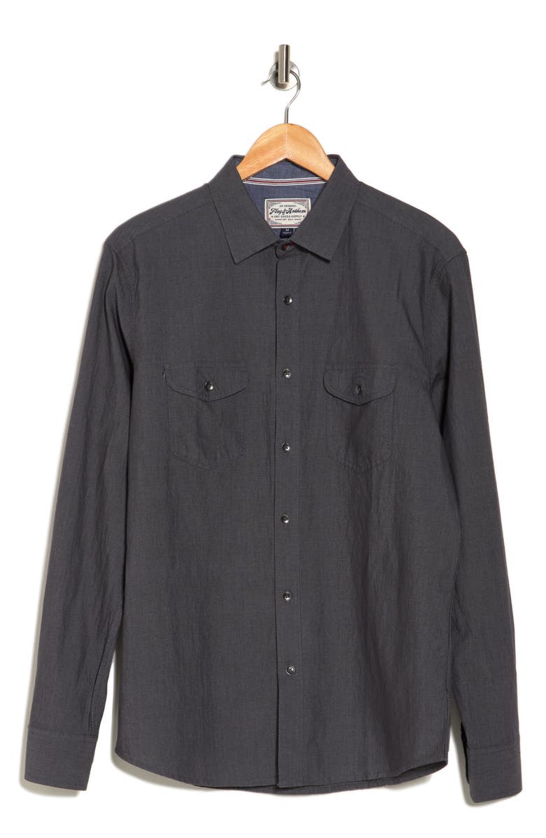 FLAG AND ANTHEM Cullman Double Pocket Slub Cotton Button-Up Shirt, Alternate, color, 