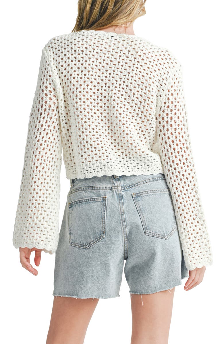 All in Favor Openwork Crop Cotton Sweater, Alternate, color, 