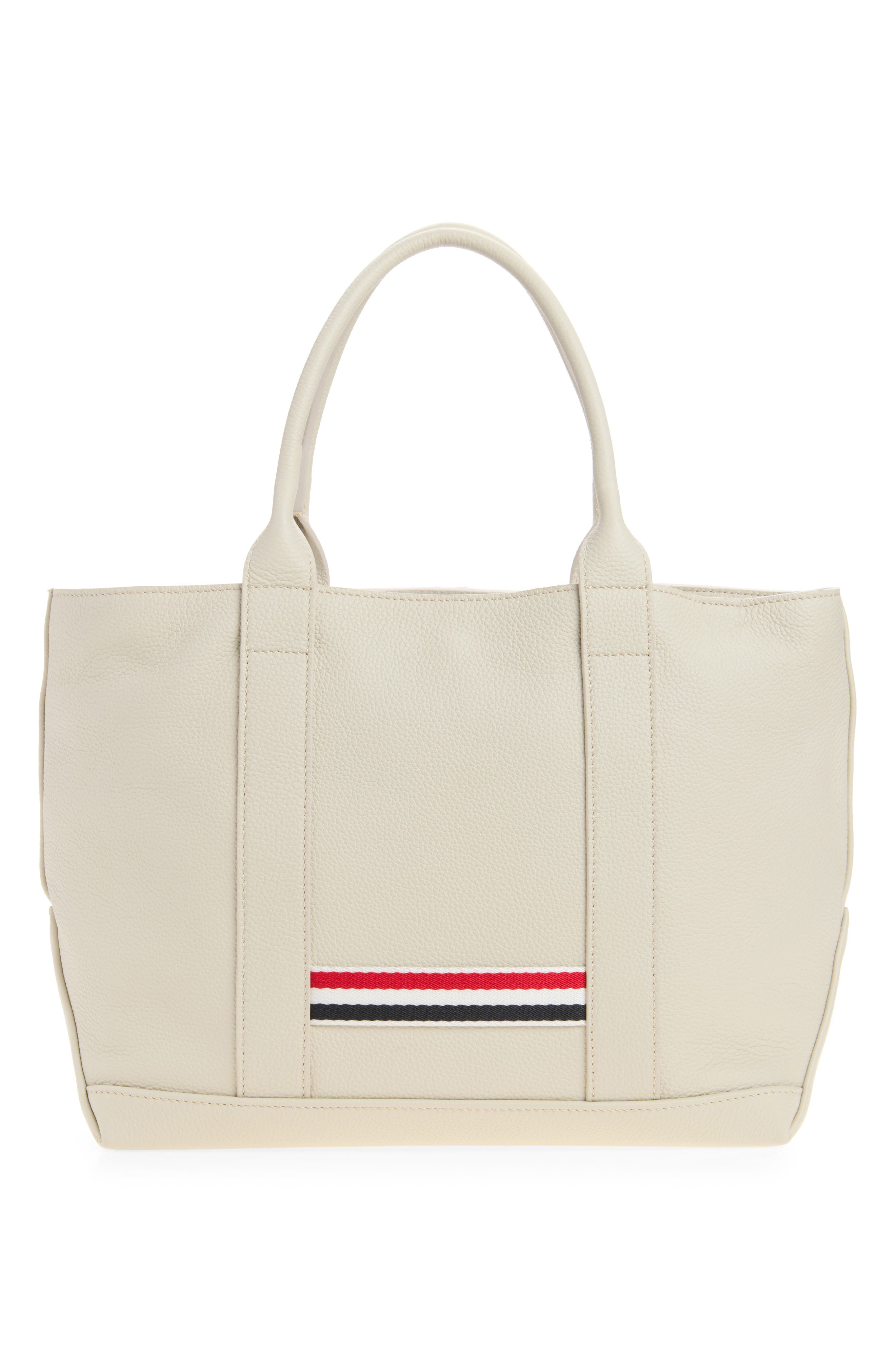 Small Tool Pebbled Leather Tote, Alternate, color, OFF WHITE