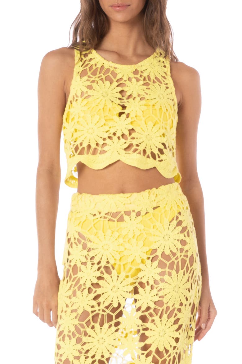 Adelaide Open Stitch Cover-Up Top, Main, color, BRIGHT YELLOW