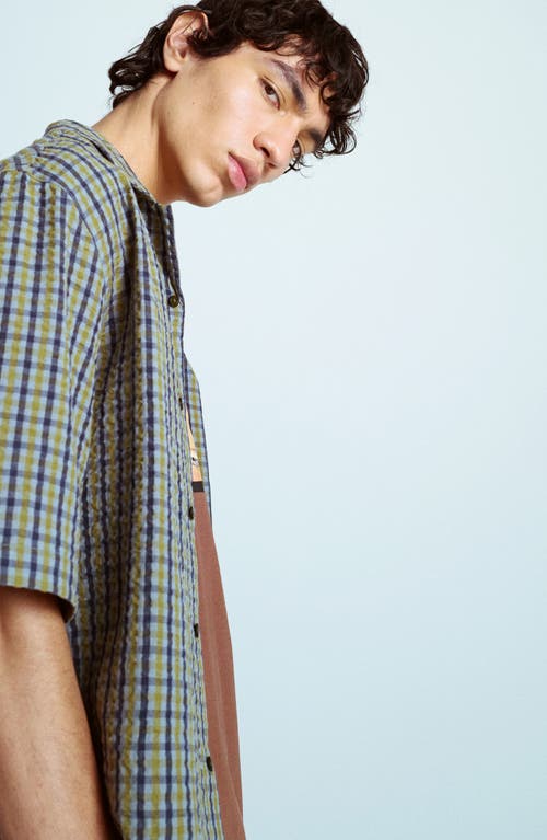 Topman Plaid Cotton Seersucker Button-up Shirt In Multi