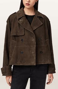 AllSaints Reya Suede Cropped Trench Coat