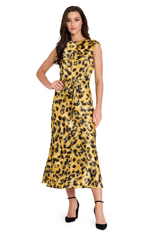 Tahari Asl Belted Sleeveless Midi Dress In Yellow