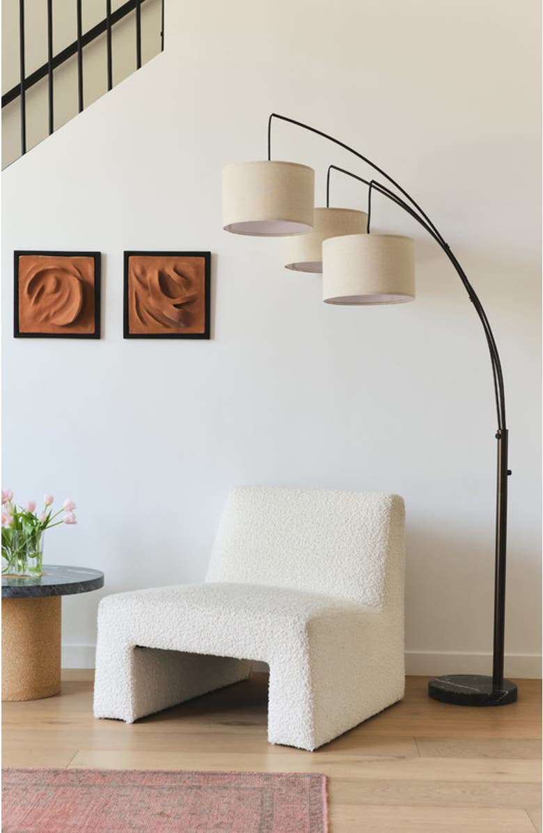 Brightech Trilage 84" Adjustable Tall LED Floor Lamp with 3 Fabric Drum Shades, Bulbs Included, Alternate, color, Metallic Bronze