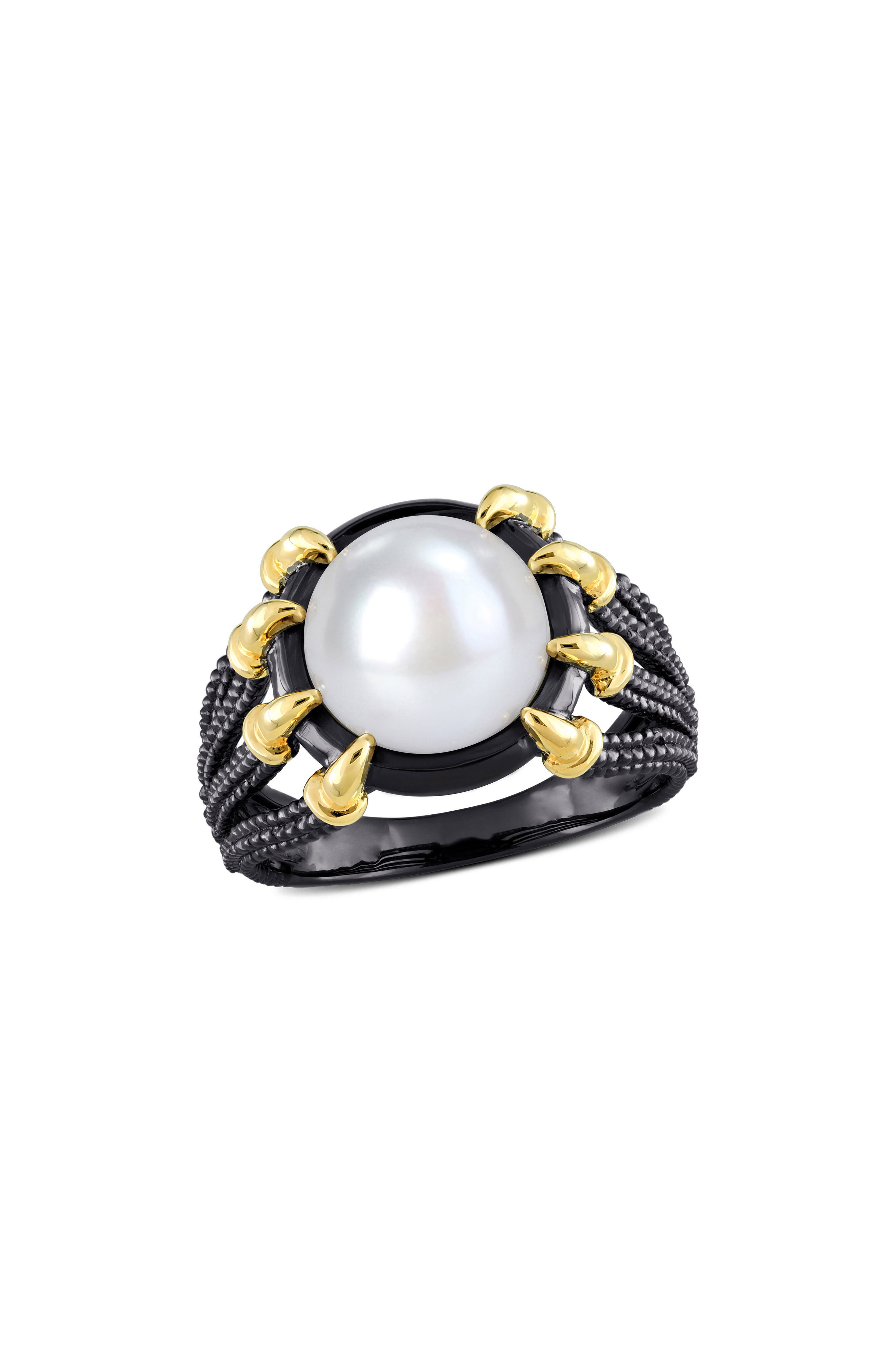 DELMAR Men's Cultured Pearl Two-Tone Ring