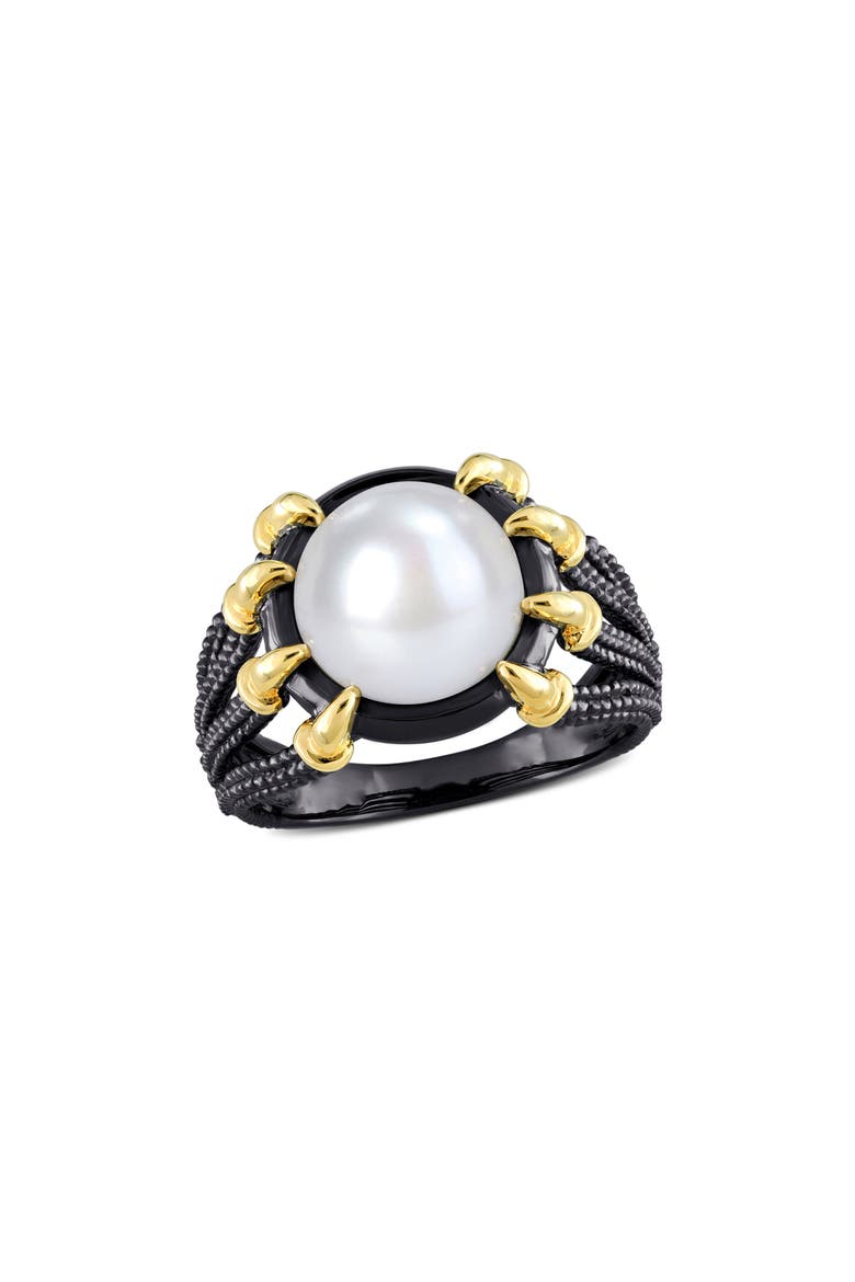 Men's Cultured Pearl Two-Tone Ring, Main, color, WHITE