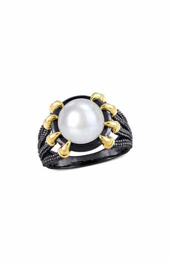 DELMAR Men's Cultured Pearl Two-Tone Ring