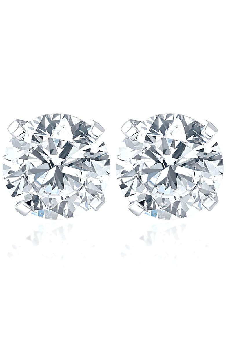 Certified 1Ct TW Round Diamond Studs 14k Gold Lab Grown, Main, color, 14k White Gold