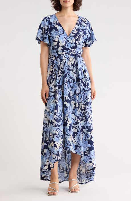 WEST K Floral Short Sleeve High-Low Maxi Dress