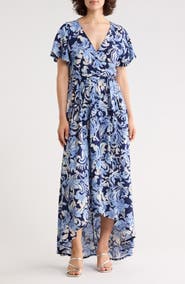 WEST K Floral Short Sleeve High-Low Maxi Dress