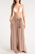 Elan Tie Belt Wide Leg Cover-Up Pants