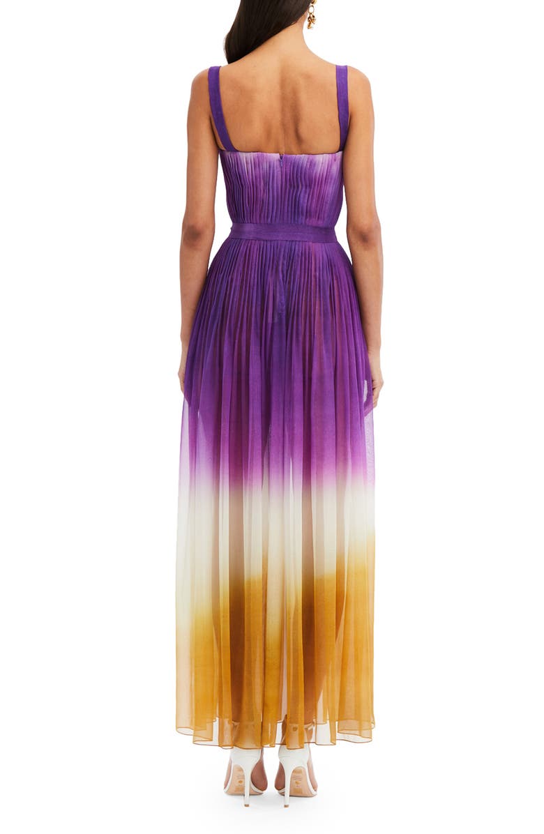 Oscar de la Renta Ombré Pleated Silk Chiffon Gown, Alternate, color,