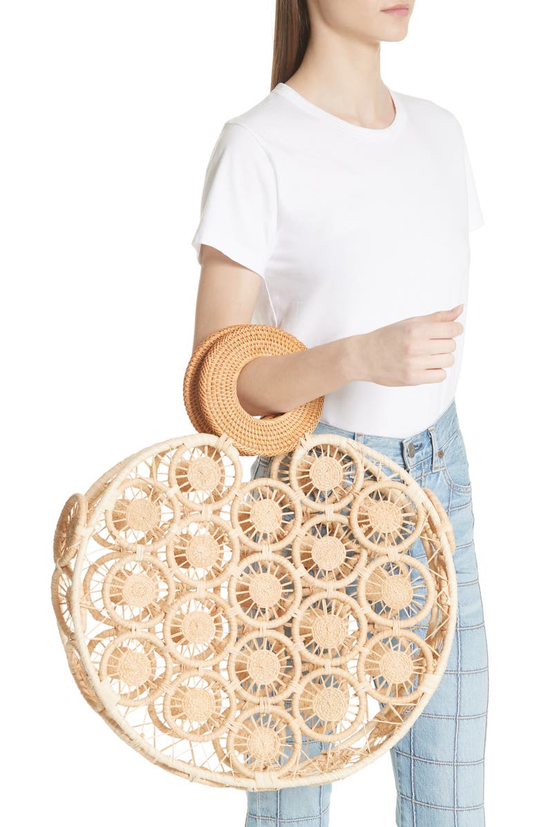Cult Gaia Stella Round Straw Bag, Alternate, color,