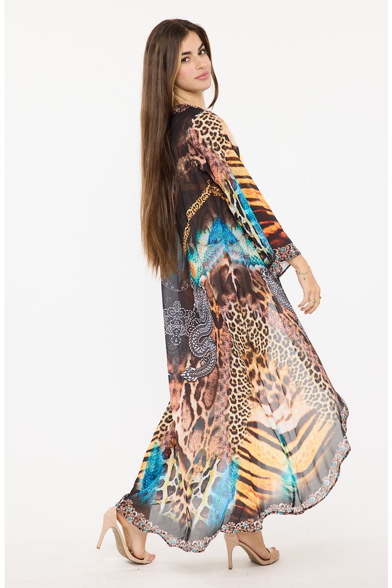 Black Animal Duster, Alternate, color, BLACK