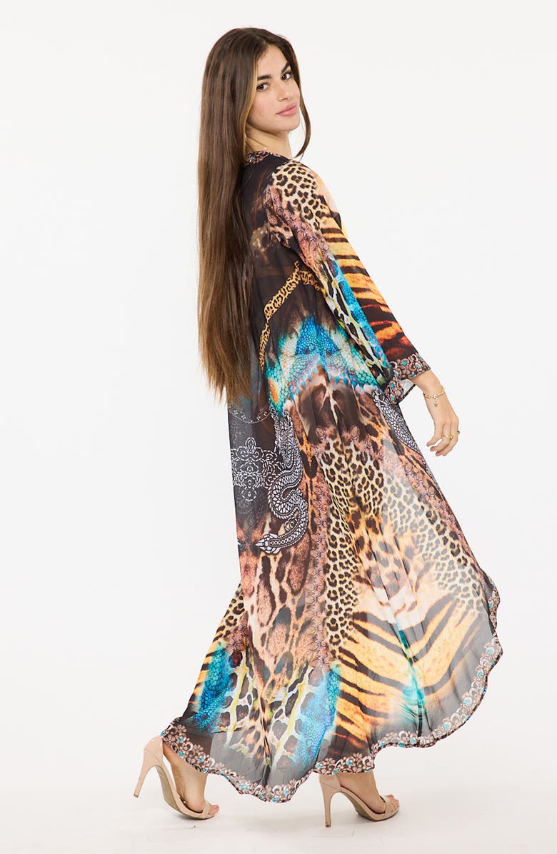 RANEES Black Animal Duster, Alternate, color, Black