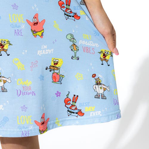 Bellabu Bear Kids' Spongebob Squarepants Good Vibes Short Sleeve Dress In Spongebob Good Vibes