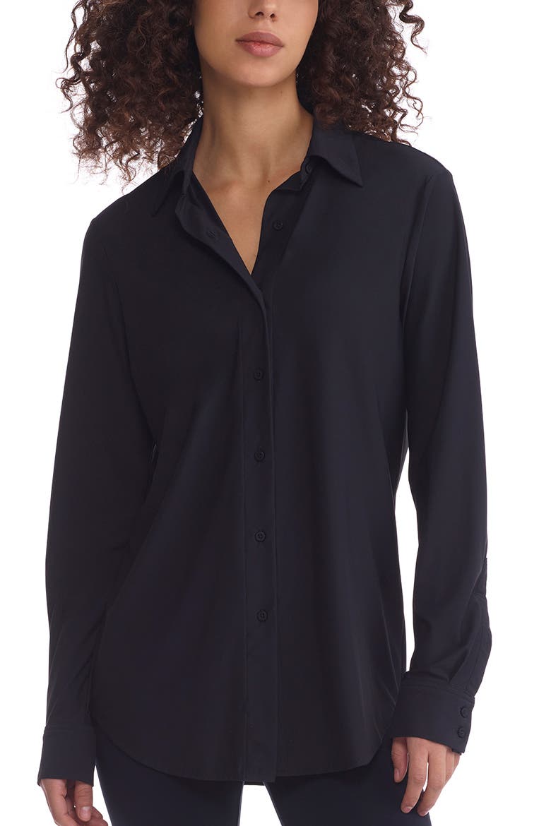 Classic Oversize Button-Up Shirt, Main, color, BLACK