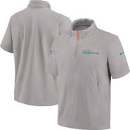 Nike Men's Nike Gray Miami Dolphins 2024 Sideline Coach Short Sleeve Half-Zip Hoodie Jacket