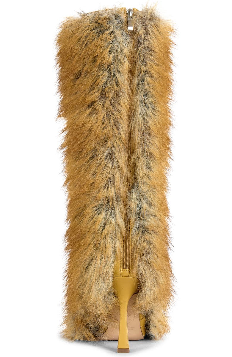 AZALEA WANG Lourdanne Faux Fur Lace-Up Stiletto Boot, Alternate, color, Tan