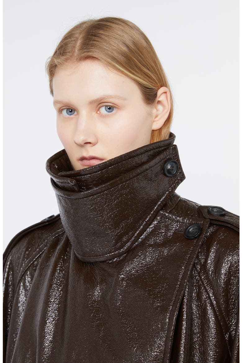 Glossy Faux Leather Bomber Jacket, Alternate, color, COFFEE