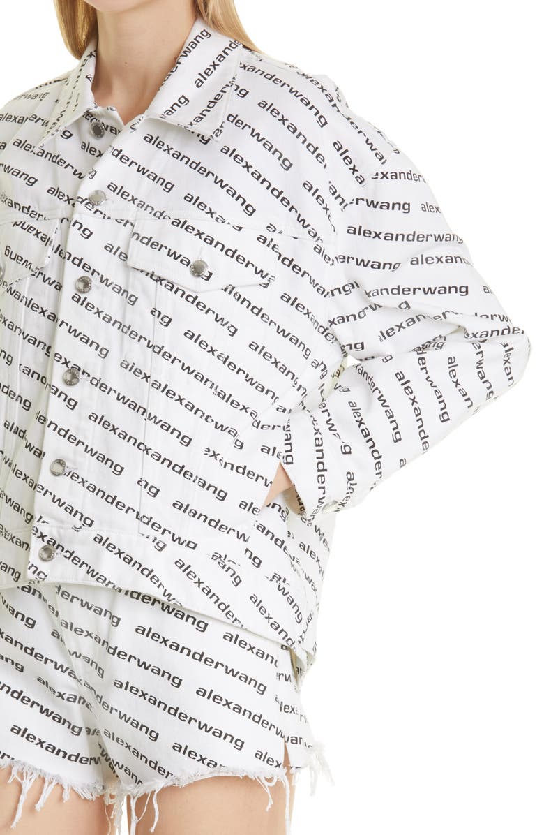 Alexander Wang Falling Back Logo Denim Jacket, Alternate, color, 