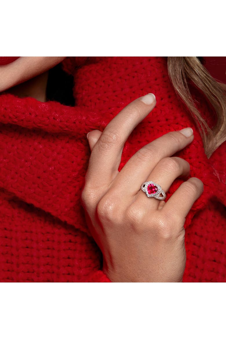 Created Ruby & White Sapphire Heart Ring, Alternate, color, Lab-Created Ruby