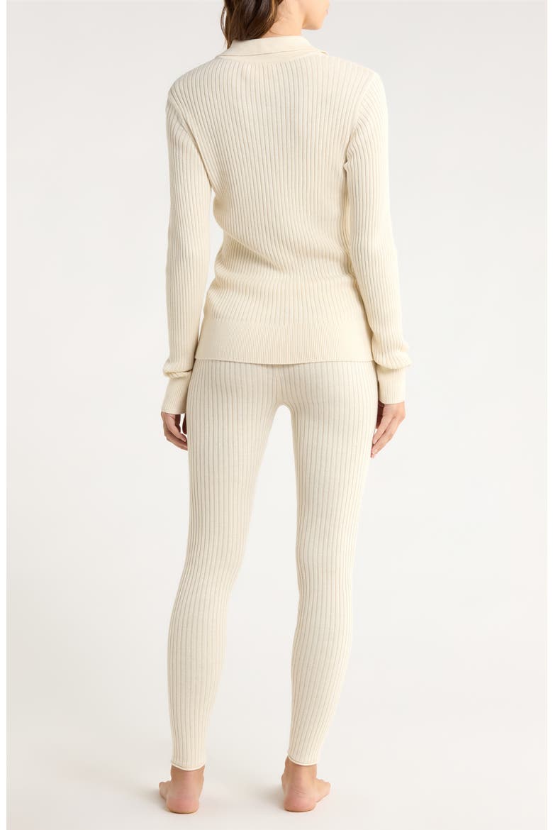 Colette Cozy Cotton Blend Rib Pajamas, Alternate, color, BISCUIT