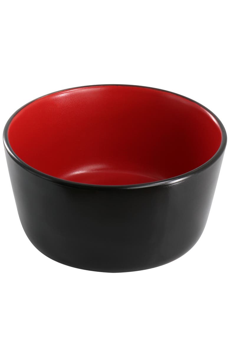 Elama Bacarra 16 Piece Stoneware Dinnerware Set, Alternate, color, Black