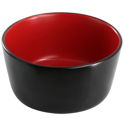 Elama Bacarra 16 Piece Stoneware Dinnerware Set In Two Tone Black And Red In Black