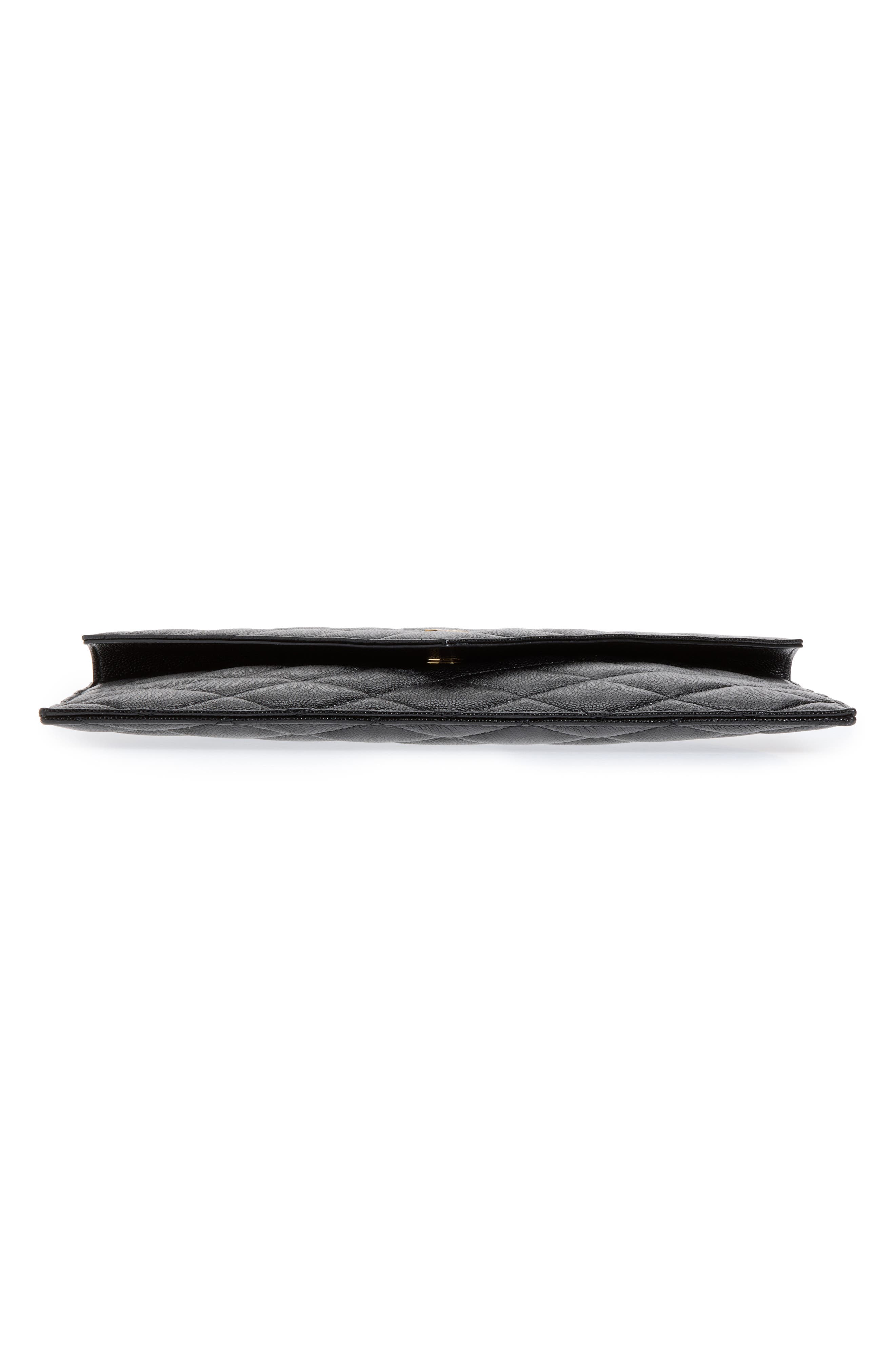 Paris Diamond Quilted Grain de Poudre Leather Envelope Pouch, Alternate, color, NOIR