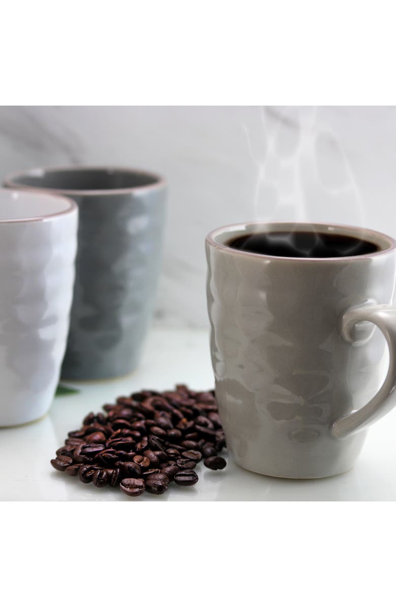 Elama Tahitian Waves 6-Piece 12 oz. Mug Set with Stand, Alternate, color, White