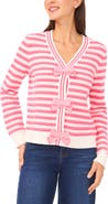CeCe Dotted Delights Woven Front Sweater