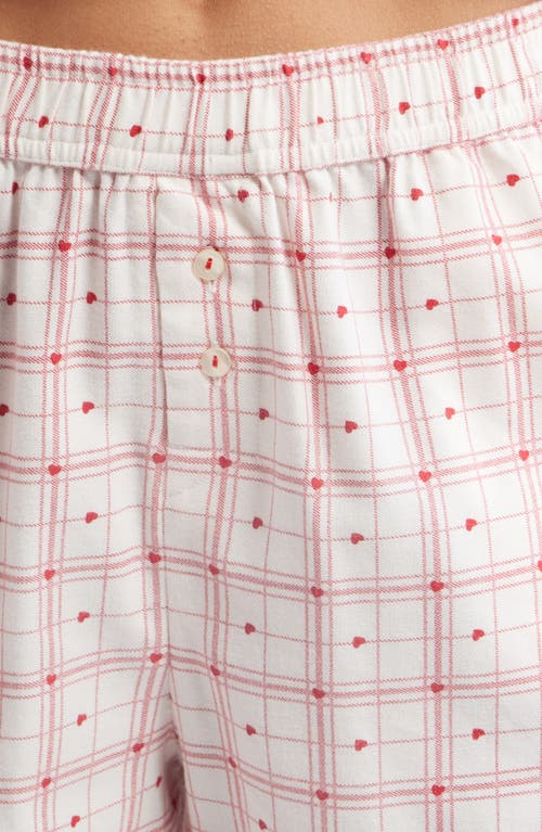 Open Edit Print Cozy Flannel Boxer Pajama Shorts In Pink