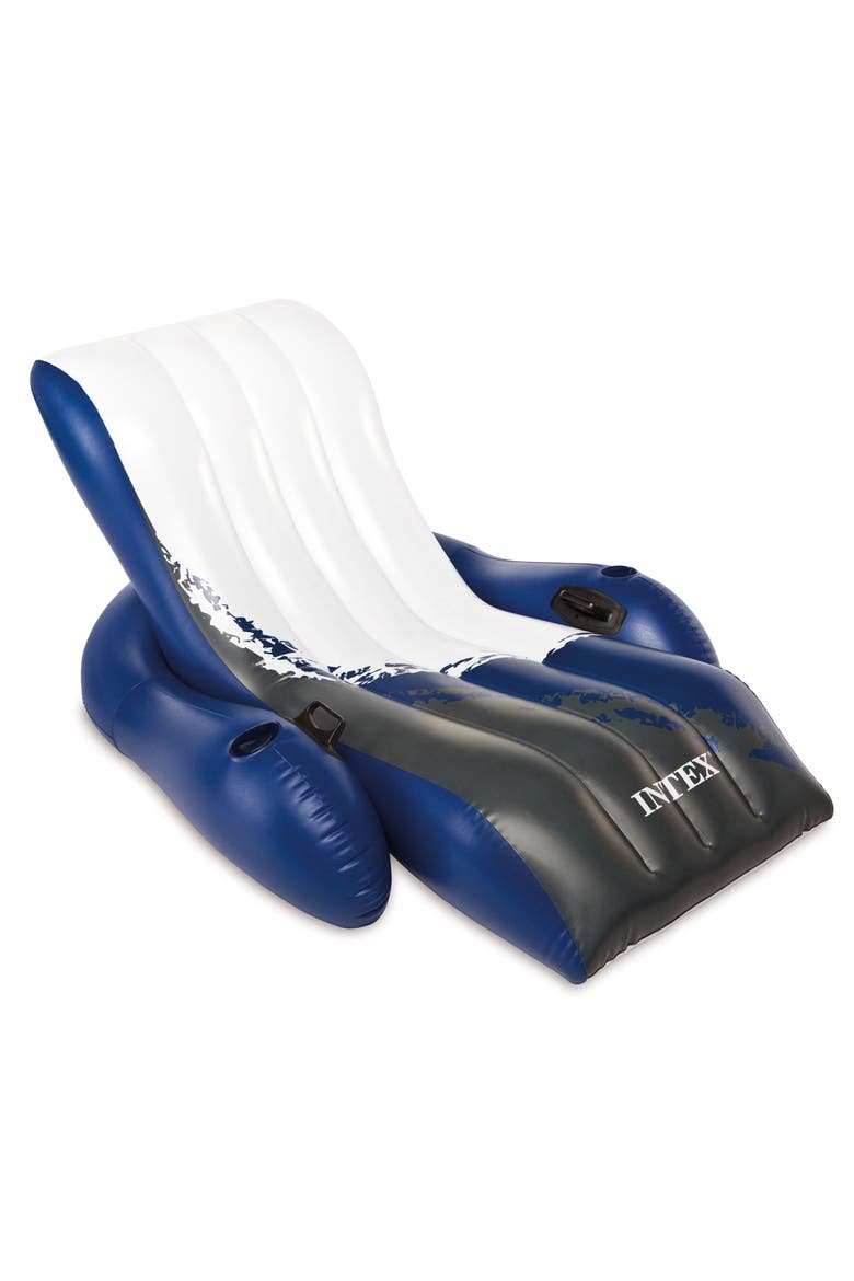Inflatable Lounge Pool Recliner Lounger Chair with Cup Holders, Main, color, Multicolored