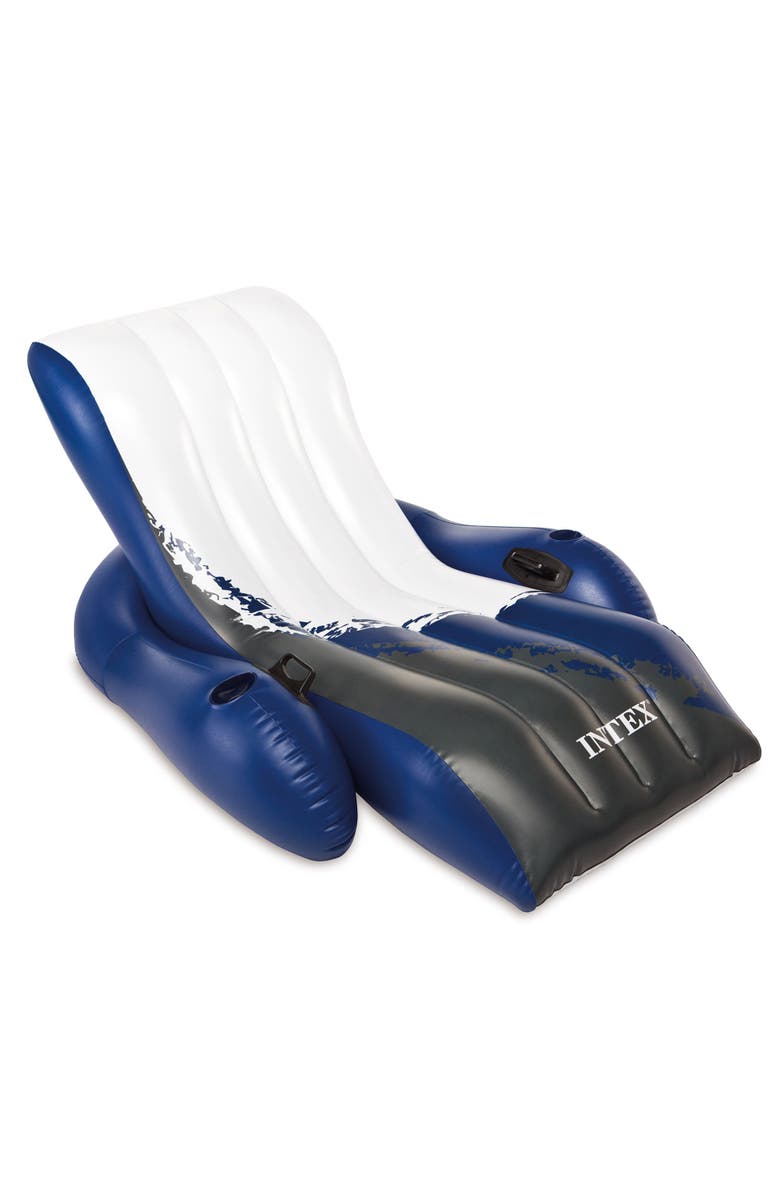Intex Inflatable Lounge Pool Recliner Lounger Chair with Cup Holders, Main, color, Multicolored