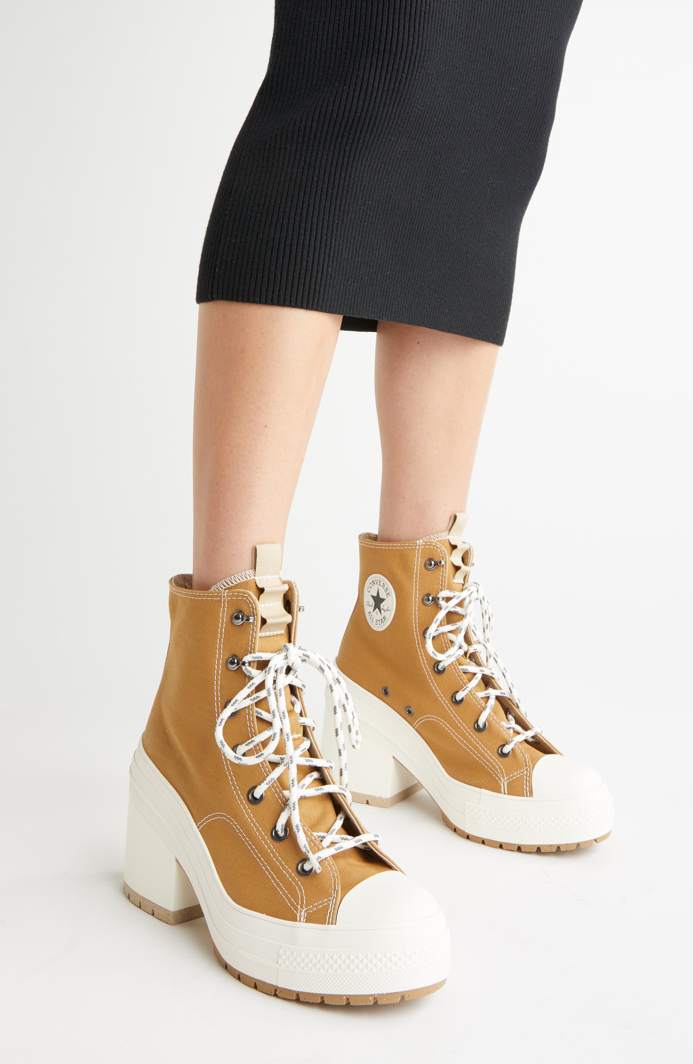 Chuck 70 De Luxe Block Heel Sneaker, Alternate, color, TREK TAN/ GRANOLA/ EGRET