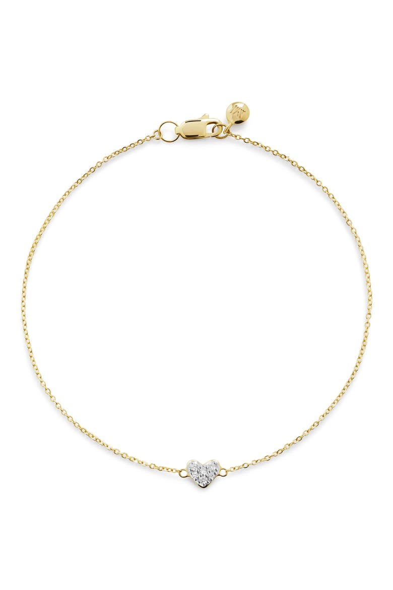 Mini Heart Diamond Bracelet, Main, color, 14KT SOLID GOLD / LAB DIAMOND