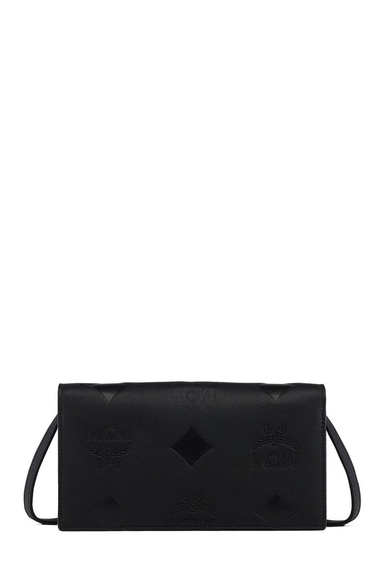 Large Aren Chain Wallet in Embossed Monogram Leather, Alternate, color, Black