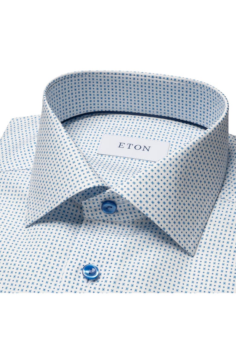 Eton Slim Fit Micro Geometric Cotton Twill Dress Shirt, Alternate, color,